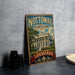 A vintage-style metal sign for Notoway Plantation in Louisiana, featuring an illustration of a white building with columns and trees.