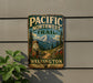 A vintage-style sign for the Pacific Northwest Trail in Washington, featuring a mountain landscape and a trail marker.