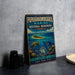 A vintage-style metal sign advertising the Papahanaumokuakea Marine National Monument in Hawaii, featuring an illustration of a tropical island, sea turtle, and coral reef.