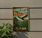 a vintage-style sign for thepodocarpus-el condor reserve in Ecuador, with a bird in flight and a lush, tropical landscape in the background.
