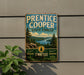 A vintage-style metal sign for Prentice Cooper State Forest, featuring a scenic landscape with pine trees, a river, and mountains.