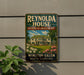 A vintage-style sign for Reynolds House, a museum of American art located in Winston-Salem, North Carolina.