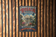 A vintage-style metal sign for Rosale Mansion, featuring an illustration of the mansion and the text "Mississippi where history lives".
