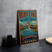 A vintage-style sign for the Ruby Lake National Wildlife Refuge in Nevada, featuring an illustration of a bird and a serene landscape.
