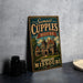 A vintage-style sign for "Samuel Cupples House" in historic Missouri, featuring an illustration of a large house with a castle-like structure.