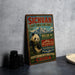 A vintage-style poster advertising the Giant Panda Sanctuary in Sichuan, China, featuring a panda bear and mountainous scenery.