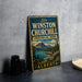 A vintage-style sign for Winston Churchill Provincial Park in Alberta, Canada, featuring a scenic mountain landscape.