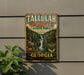 A vintage metal sign for Tallulah Gorge State Park in Georgia, featuring a scenic image of the waterfall and surrounding landscape.