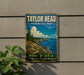 A vintage-style metal sign for Taylor Head Provincial Park in Nova Scotia, featuring a scenic coastal landscape with pine trees and rocky cliffs.