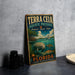 A vintage-style metal sign for Terra Ceia Aquatic Preserve, featuring an illustration of a manatee and other marine life, along with the text "Preserve, Protect, Enjoy" and "Florida" indicating the location.