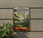 A vintage metal sign for Upper Mississippi River National Wildlife and Fish Refuge in Illinois, featuring illustrations of various wildlife species such as a bald eagle, a heron, and a fish.