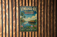 A vintage-style metal sign advertising Vembanad-Kol Wetland, a famous landmark in Kerala, India.