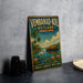 A vintage-style metal sign advertising Vembanad-Kol Wetland, a famous tourist destination in Kerala, India.