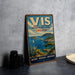 A vintage-style metal sign with a coastal scene and a sailboat, advertising the Archipelago Park in Croatia.