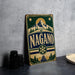 A vintage-style sign with the word "NAGANO" prominently displayed, featuring a mountain landscape and snowflake design.