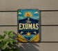A vintage-style sign for "The Exumas" is displayed on a wall, featuring a sun, palm trees, and a star.