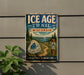 A vintage metal sign for the Ice Age Trail in Wisconsin, featuring a scenic landscape with a path leading through time.