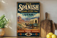 a vintage-style metal sign with a wagon and horses, advertising the Old Spanish National Historic Trail in Utah.