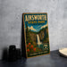 A vintage-style sign for Ainsworth State Park in Oregon, featuring a waterfall and forest landscape.
