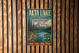 A vintage metal sign for Alta Lake State Park in Washington, featuring a scenic mountain landscape and inviting visitors to explore nature.