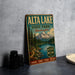 A vintage-style sign for Alta Lake State Park in Washington, featuring a scenic mountain landscape and a lake.