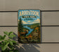 A vintage metal sign for Aroostook State Park in Maine, featuring a moose and a scenic landscape.
