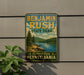 A vintage-style metal sign for Benjamin Rush State Park in Pennsylvania, featuring a scenic landscape with a lake and mountains.