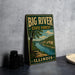 A vintage-style metal sign for Big River State Forest in Illinois, featuring a scenic illustration of a river and forest landscape.