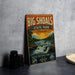 A vintage-style sign for Big Shoals State Park in Florida, featuring a scenic illustration of a river and waterfall.