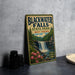 A vintage-style sign for Blackwater Falls State Park in West Virginia, featuring a waterfall surrounded by pine trees and pink flowers.