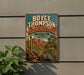 A vintage-style metal sign for Boyce Thompson Arboretum in Arizona, featuring a desert landscape with cacti and other desert plants.