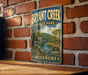 A vintage-style metal sign for Bryant Creek State Park in Missouri, featuring a scenic landscape with a river and trees.