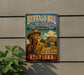 A vintage-style sign for Buffalo Bill Ranch State Historical Park in Nebraska, featuring a cowboy illustration and the text "Buffalo Bill Ranch State Historical Park" and "Preserving the Legacy of the West Nebraska".