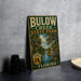 A vintage-style metal sign for Bulow Creek State Park, featuring a scenic illustration of a bird and palm trees, is displayed on a gray countertop next to a stack of black camera lenses.