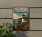 A vintage-style metal sign for Cape Meares State Scenic Viewpoint in Oregon, featuring a lighthouse and coastal landscape.