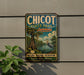 A vintage-style metal sign for Chico State Park in Louisiana, featuring a lush green landscape with a tall tree, a bird, and a body of water.