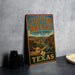 A vintage-style metal sign for Copper Breaks State Park in Texas, featuring a scenic landscape with a river and mountains.