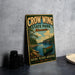A vintage metal sign for Crow Wing State Park in Minnesota, featuring a canoe and a scenic landscape.