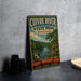 a vintage metal sign for Cuivre River State Park in Missouri, with a scenic illustration of the river and surrounding landscape.