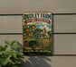 A vintage-style sign for Dudley Farm Historic State Park in Florida, featuring an illustration of a farm scene with a tractor and orange trees.