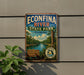 A vintage-style sign for Econfina River State Park in Florida, featuring a scenic illustration of the park's natural beauty and outdoor activities.