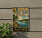 A vintage-style sign for El Dorado State Park in Kansas, featuring a scenic landscape with a lake, trees, and a sailboat.