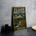 A vintage-style metal sign for Elijah Bristow State Park in Oregon, featuring a mountain landscape with a waterfall and pine trees.