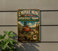 a vintage-style sign for Empire Mine State Historic Park, California, with a scenic illustration of the historic site.