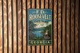 A vintage metal sign for F.D. Roosevelt State Park in Georgia, featuring a scenic landscape with a lake and mountains.