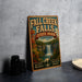 a vintage-style sign for Fall Creek Falls State Park in Tennessee, with a waterfall and autumn foliage depicted.