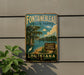 A vintage-style sign for Fountainbleau State Park in Louisiana, featuring a scenic illustration of the park's natural surroundings.