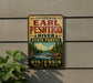 A vintage-style sign for the Governor Earl Peshtigo River State Forest in Wisconsin, featuring a scenic image of a river surrounded by pine trees.