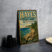A vintage-style metal sign for State Park, Michigan, featuring a scenic landscape with a beach, mountains, and pine trees.