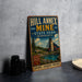 A vintage-style metal sign for Hill Annex Mine, a state park in Minnesota, featuring an illustration of a mining operation and the words "HILL ANNEX MINE STATE PARK - MINNESOTA" prominently displayed.